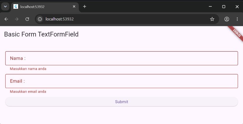  Hasil Akhir Basic Form TextFormField Beserta Validasinya