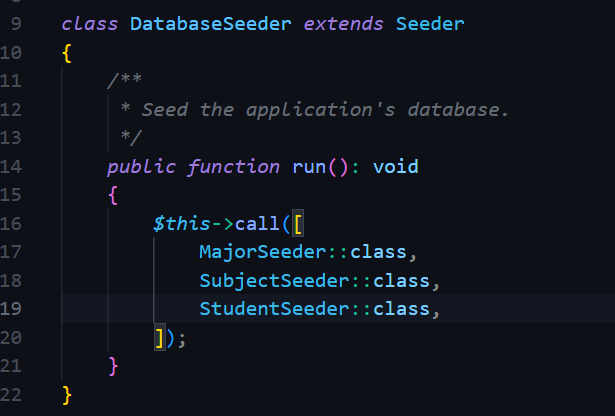 Kode Database Seeder