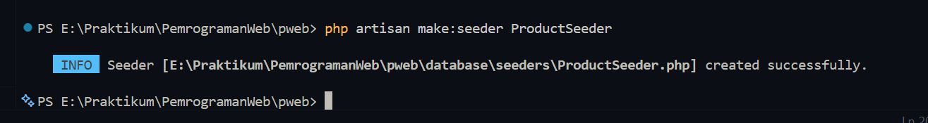 Screenshot Perintah Seeder
